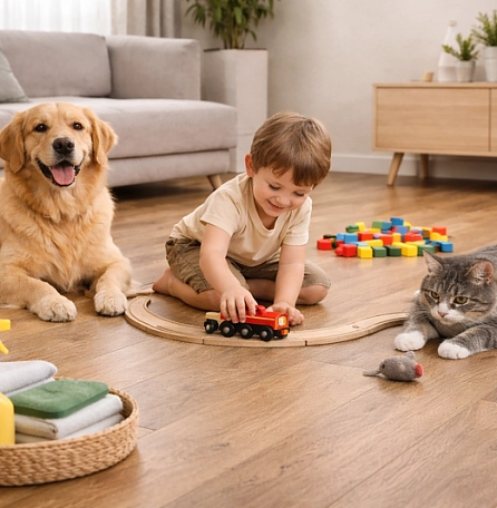 Как подобрать ламинат для дома, где есть дети и животные
